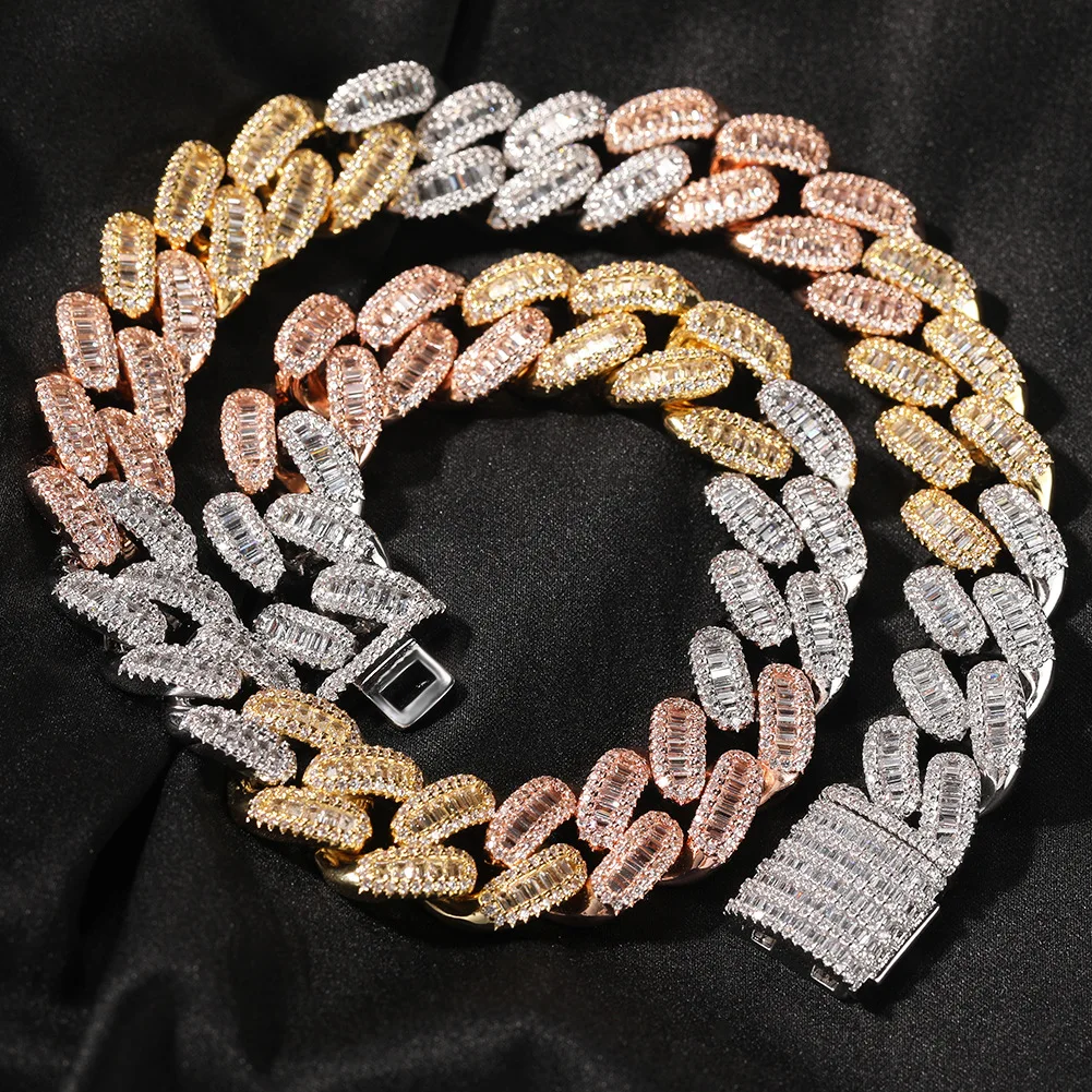 

2022 Mix Color Style New Zircon Bling Bling Iced Out Brass Chain CZ Necklace Fashion Hip Hop Jewelry BN033