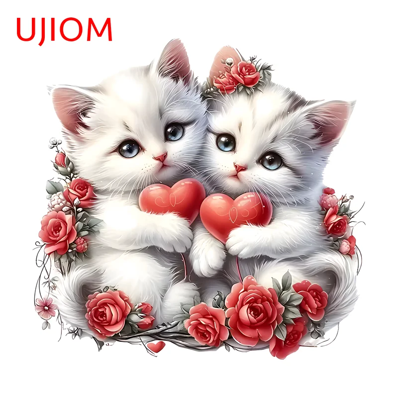UJIOM Two Cats Wall Sticker Cute Interesting Occlusion Scratch PVC Decal Perfect For Computer Case Transparent Storage Box