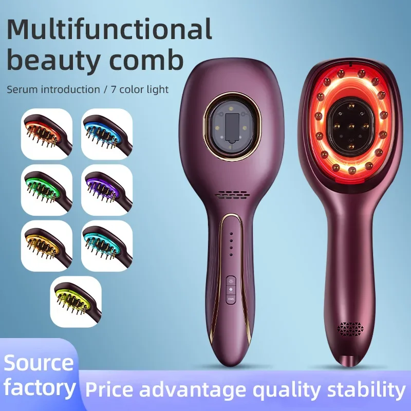 Head Meridian Massage Comb Red Blue Light Electric Serum Introduction Essential Oil Comb Color Light Hair Care Comb Scalp