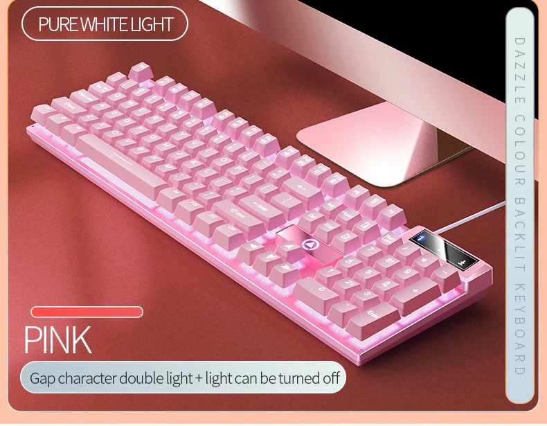 Gaming-Tastatur mit 104-Tasten, kabelgebundene Tastatur, farblich abgestimmt, Hintergrundbeleuchtung, mechanisches Gefühl, Computer-E-Sport-Peripheriegeräte für Desktop-Laptops – Detail 16