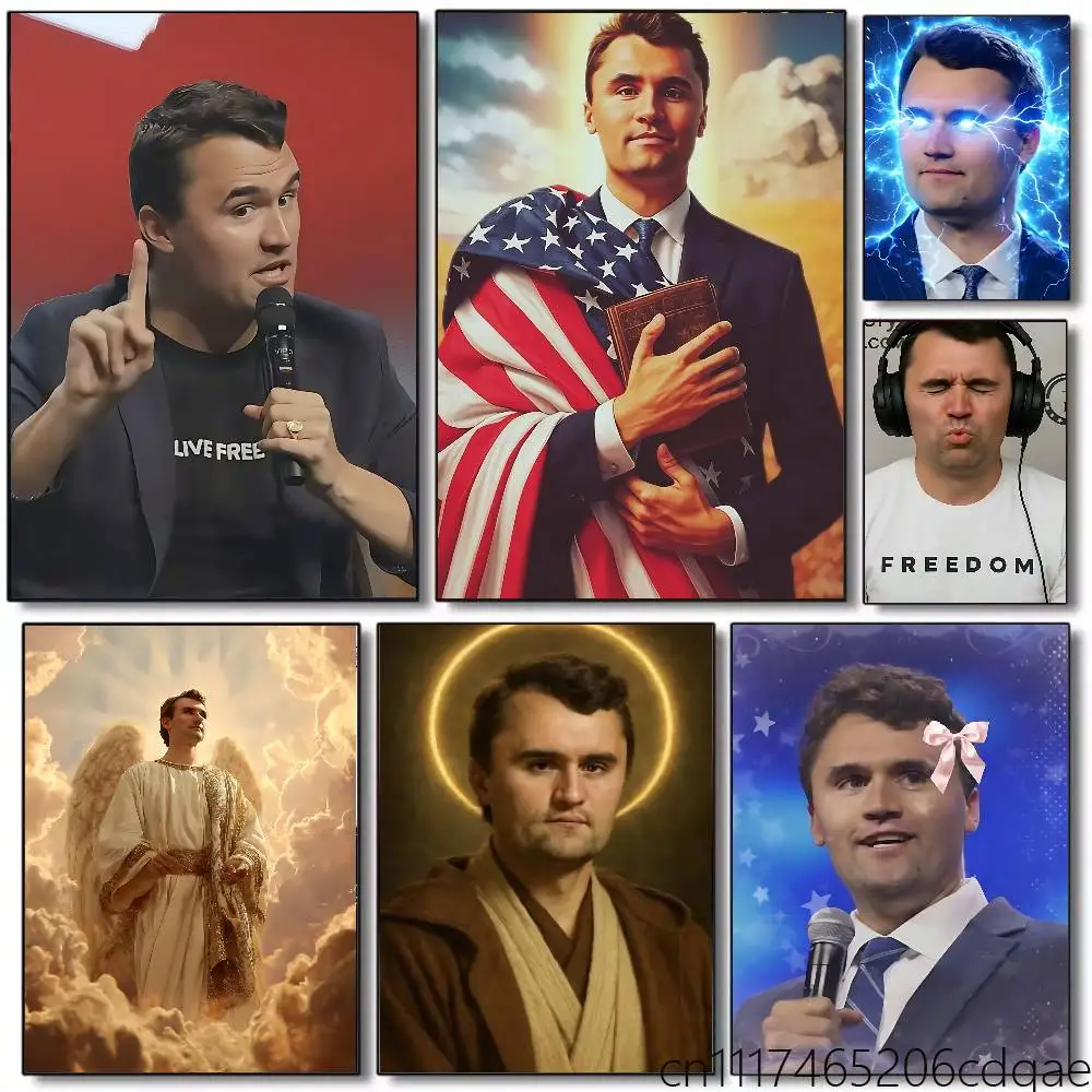 Charlie Kirk Jesus Cross Poster Wall Art Posters, Texture Paintings, Ideal Gift for Room Decoration