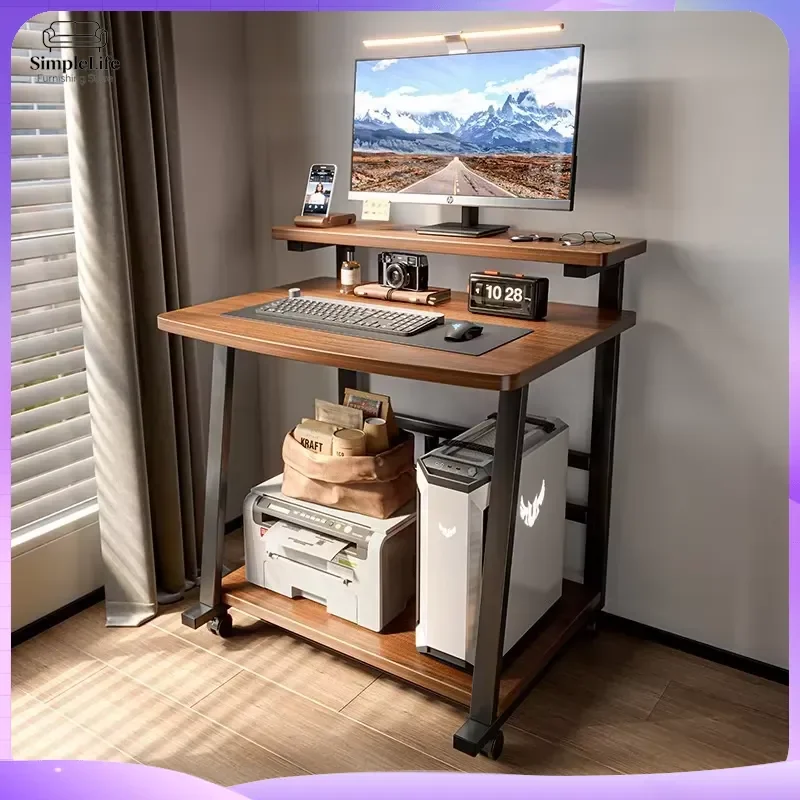 Adjustable Height Computer Desk Small Desktop Desk for Home Office Bedroom Bedside Table Double Layer Study Desk Modern