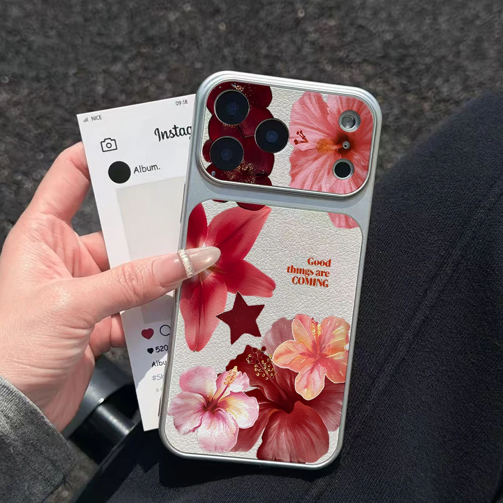 Funda Protectora para Teléfono con Diseño de Flor de Lirio, Electrochapada y Brillante, para iPhone 17, 16, Air, 11, 12, 13, 14, 15 Pro Max, 7, 8 Plus, X
