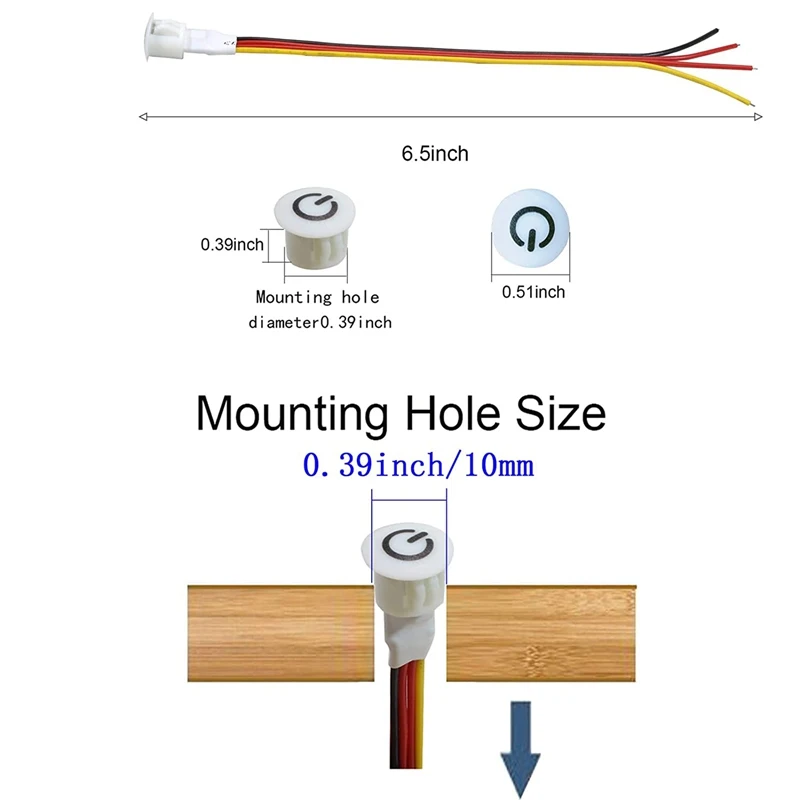 2Pcs Touch Dimmer Switch DC3.7V 5V 12V Stepless Dimmer Switch Sensor For LED Light, RV, Cabinet, Wardrobe And Strip