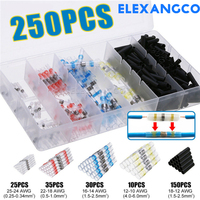 250Pcs Mix Heat Shrink Tube Solder Seal Wire Connectors Spring Shrink Connectors Waterproof Solder Butt Connector Kit