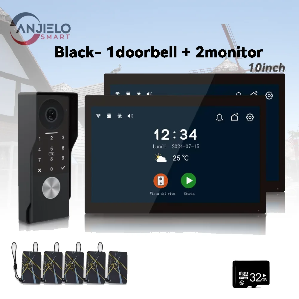 

ANJIELO SMART Video Eye Video Intercom 4 Wires 2 Monitor Call Tuya 1v2 Security Protection