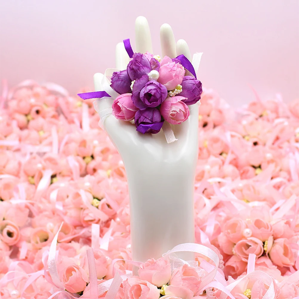 

4 Pcs Corsage Wrist Flower Party Brooch Korean Ornament Violet Wedding Bridesmaid
