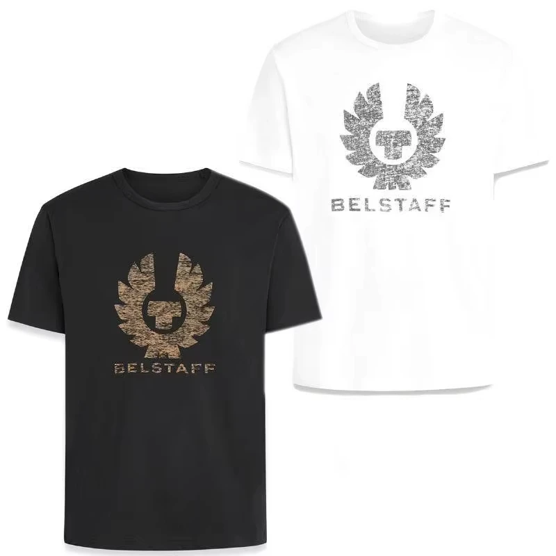 

New Belstaff Shadow Summer Luxury Brand Cotton Men's and Women's T-Shirts Motorcycle Short Sleeves Men Sleepwear