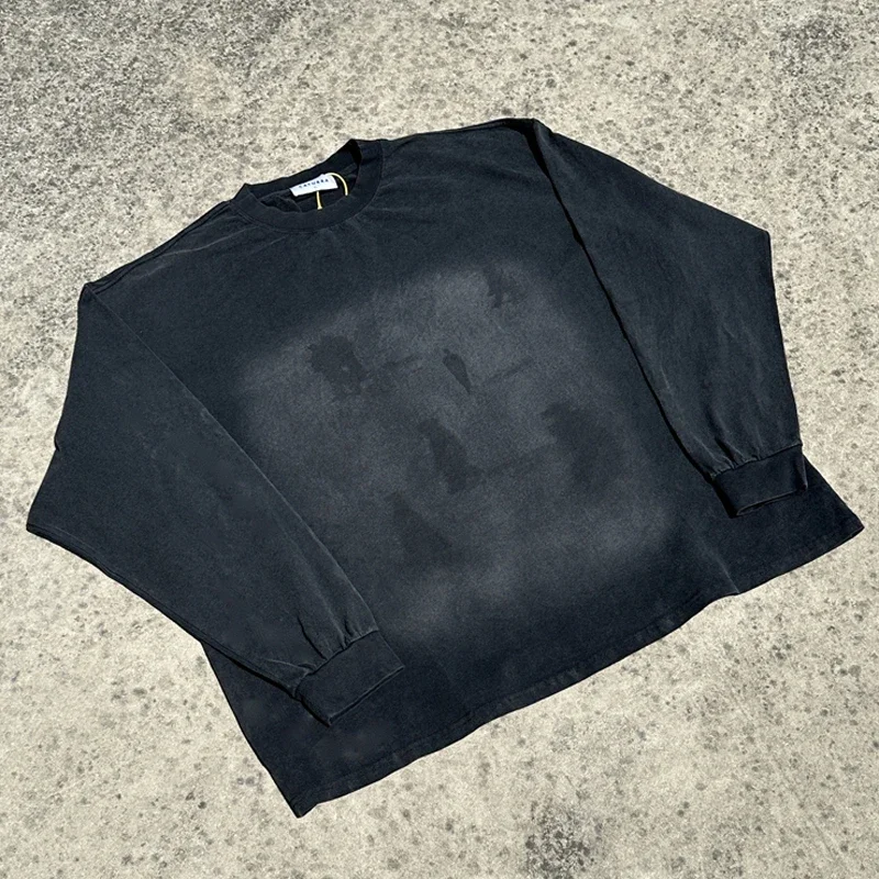 

Stock Original Label Washed Do Old Kanye West Long-sleeved Tee Autumn New Street Trend Hipcool Men Women KANYE WEST Tops