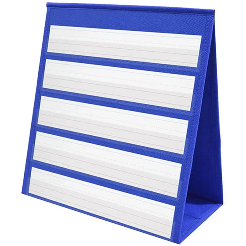 Desktop Pocket Chart Stand para Individual ou Grupo Pequeno, Dupla Face e Auto-Permanente, Mini Pocket Chart, 43X33cm