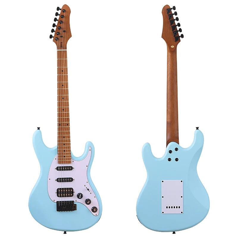 Roasted Maple Neck 6 String Electric Guitar 38 Inch Solid Paulownia Wood Body 22 Frets With White Pickguard