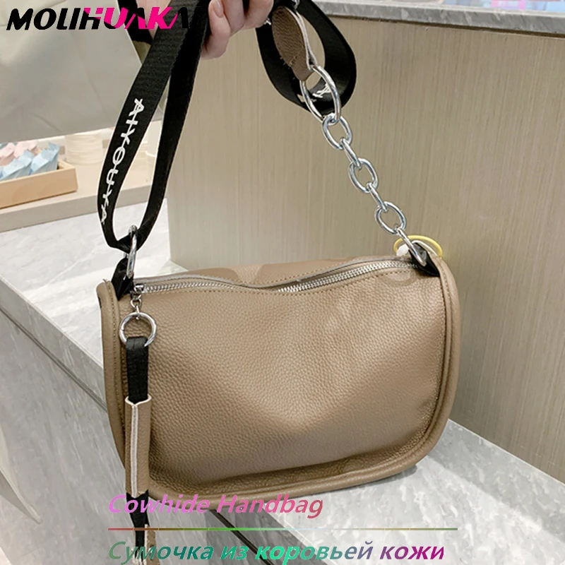 

100% Genuine Leather Large Capacity Women Shoulder Crossbody Bag 2023 High Quality Soft Cow Leather Female Handbag Messenger Sac