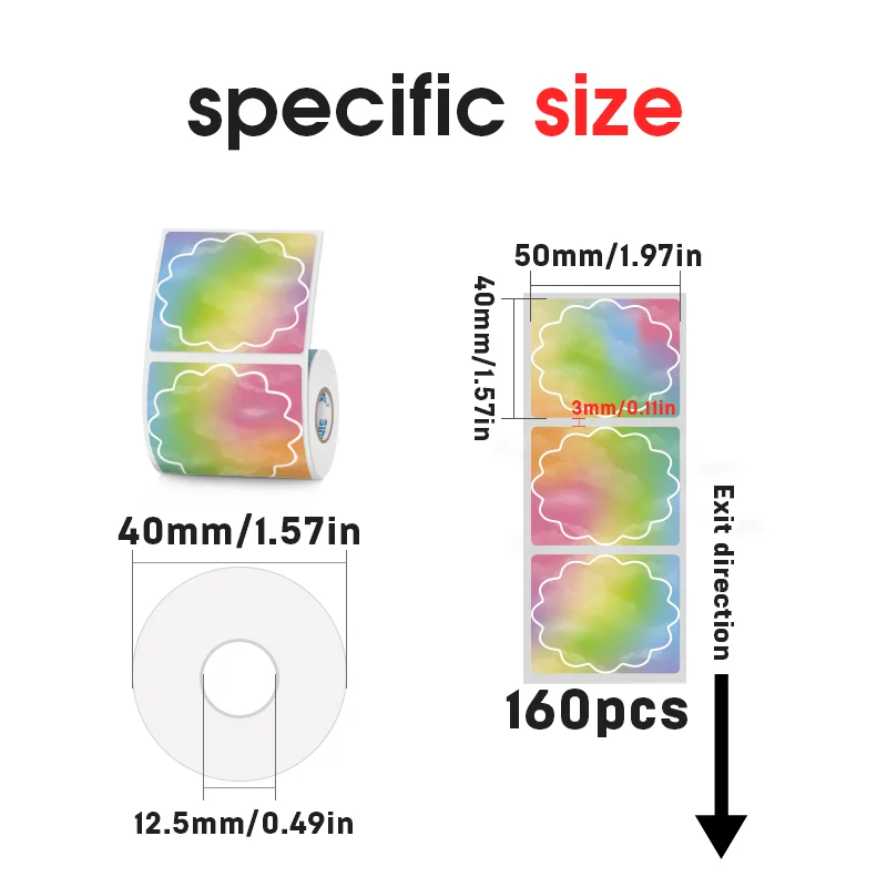 SINMARK ملصق حراري على شكل زهرة ملونة ملصق غير منتظم هدية علامة ورقية مصنوعة يدويًا بدلة ذاتية الصنع لطابعة Phomemo