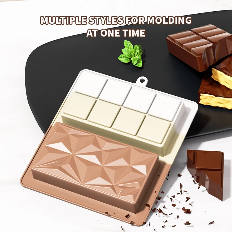 2pcs Chocolate Bar Molds Dubai Chocolate Bars Making Mould Set, Durable Mold Easy Release Non-Stick for Protein Handmade Gifts