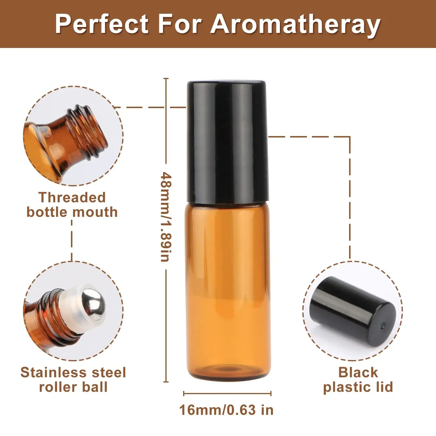 5-50 قطعة 1 مللي 2 مللي 3 مللي 5 مللي 10 مللي لفة زجاجية على زجاجات للزيوت الأساسية العنبر إعادة الملء الزجاج الأسطوانة قوارير زيت معدنية زجاجة صغيرة