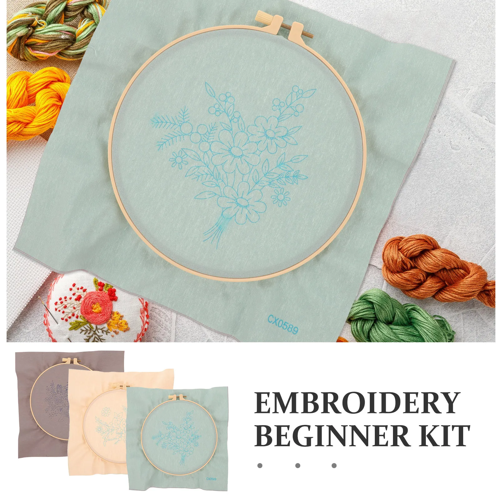 

3Sets DIY Embroidery Kit for Beginners with All Tools Included Craft Cross Stitch Material Handmade Needlework Art