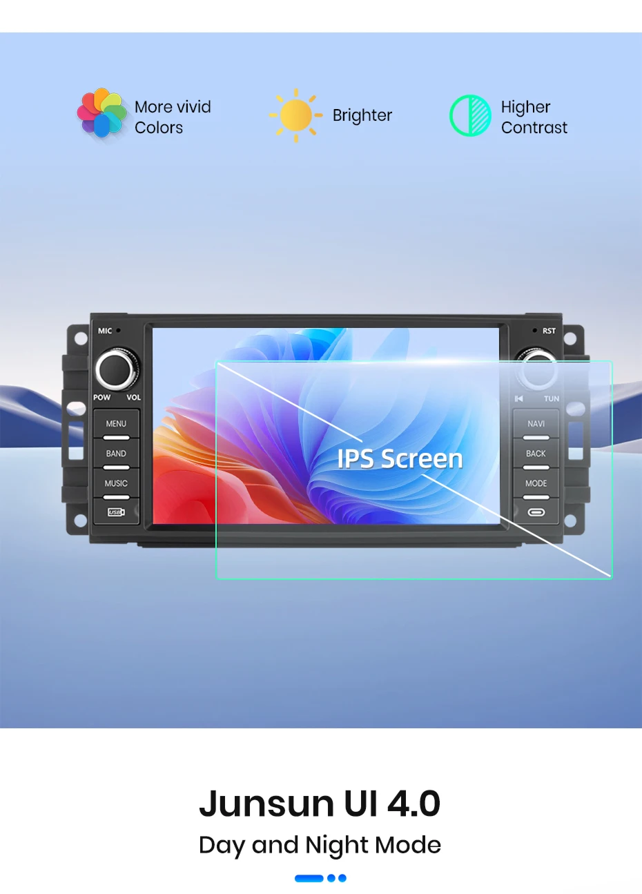 Junsun 7-Zoll CarPlay Android Auto Autoradio für Jeep Wrangler Dodge Grand Cherokee Chrysler 300C Patriot Command Caliber Challenger Multimedia Kabelloses Apple CarPlay Intelligentes System IPS Touchscreen Stereo-Videoplayer 2 Din Autoradio Haupteinheit – Detail 7