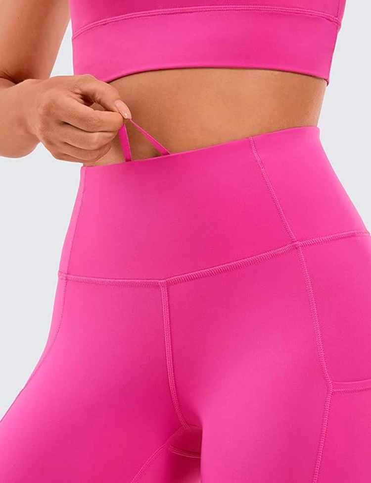 Syrokan Frauen hoch taillierte Yoga hosen mit Taschen nackt Gefühl Workout Leggings-25 Zoll