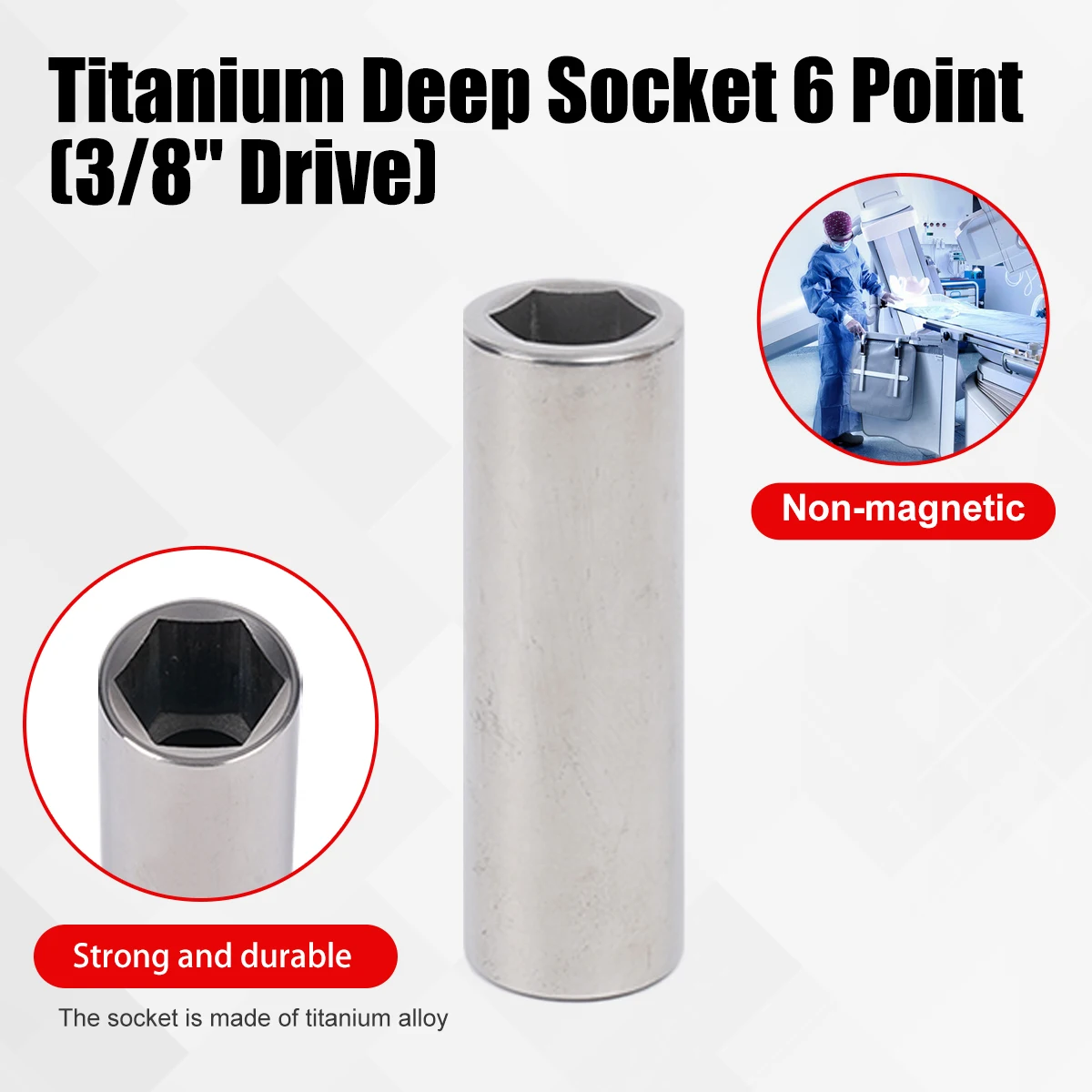 German Style Titanium Deep Socket 6 Point (3/8