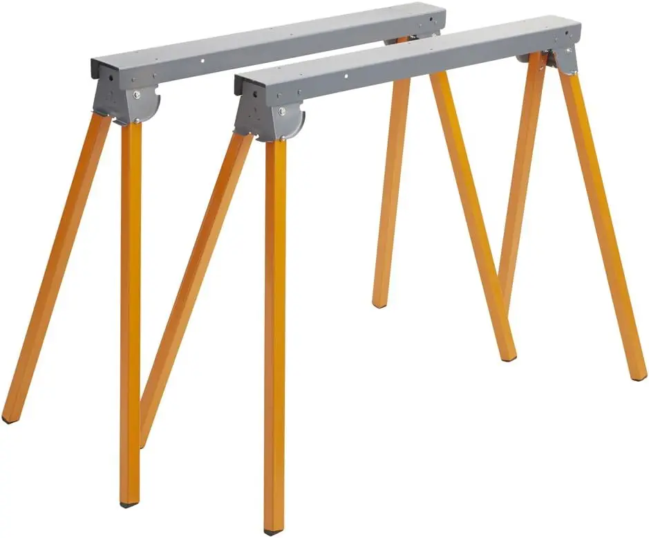 Sawhorses pieghevoli in acciaio PM-3300T – Set di 2 supporti per carichi pesanti – Pre-assemblato, arancione, 33"·Vendita diretta in fabbrica