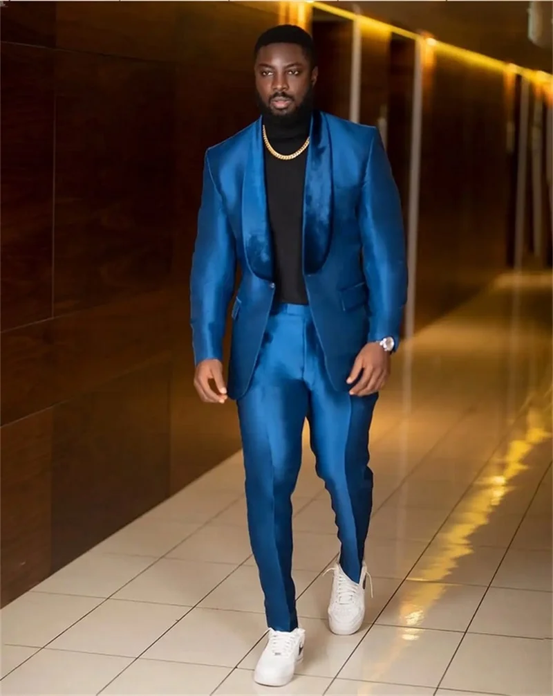 Royal Blue Men Suits Set 2 Pieces Blazer+Pants Trousers Customized Wedding Tuxedos Formal Office Business Spring Jacket Coat
