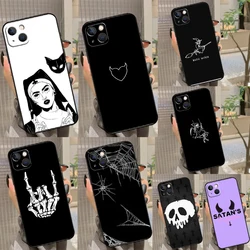 Gothic Witch Satan Case For iPhone 11 12 13 14 15 16 Pro Max XS X XR Plus 12 13 mini Phone Cover