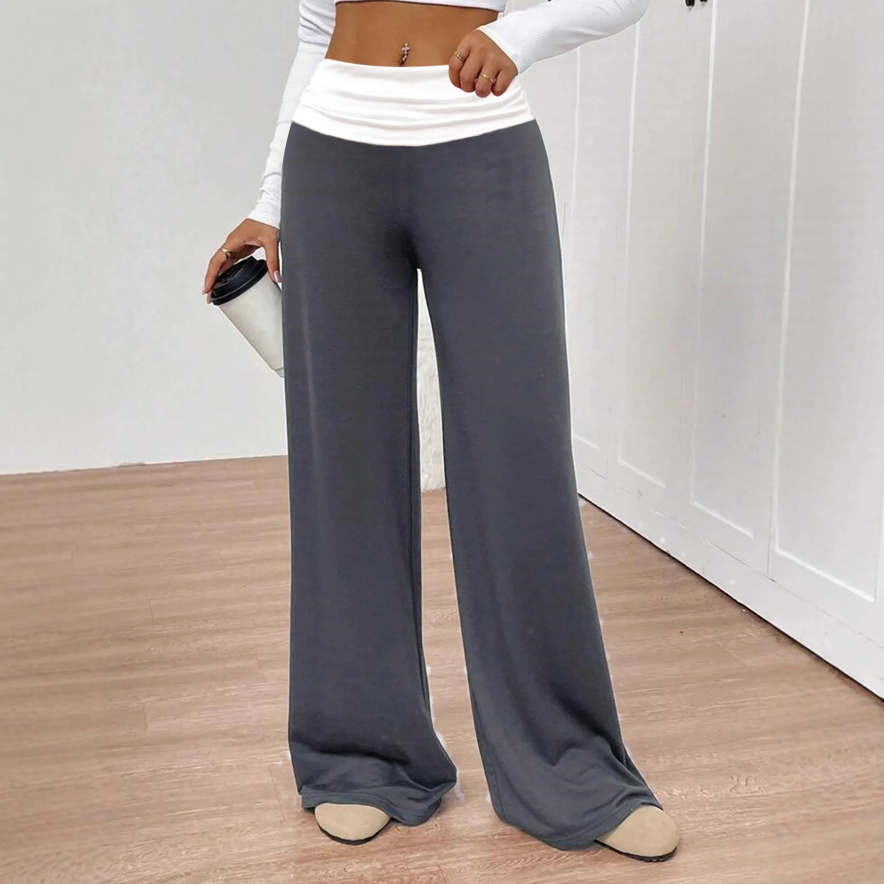 

Осень-зима 2025: европейские и американские женские широкие брюки с чувством драпировки. Удобные и свободные брюки для похудения.