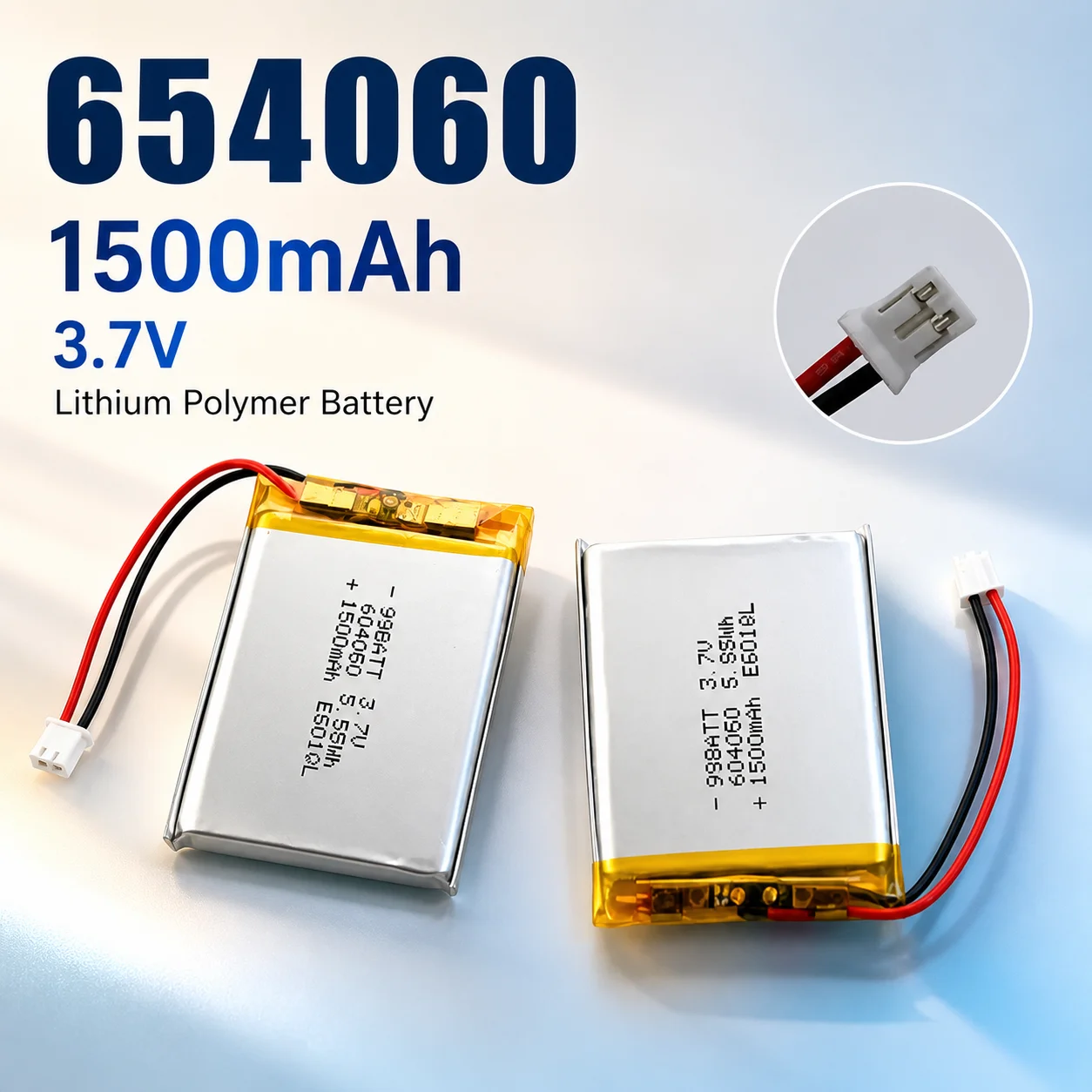 604050 1500mAh 3.7V Lithium Polymer Battery Rechargeable LiPo Battery for Bluetooth Audio Navigator Lighting Device