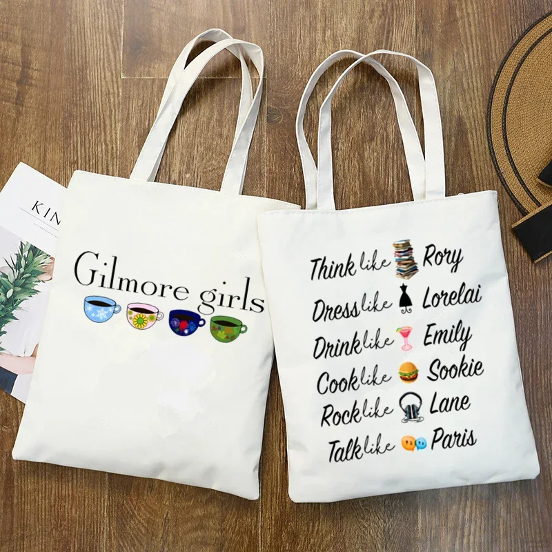 Gilmore Girls Graphic Cartoon Print Shopping Bags Girls Fashion Casual Pacakge Hand Bag