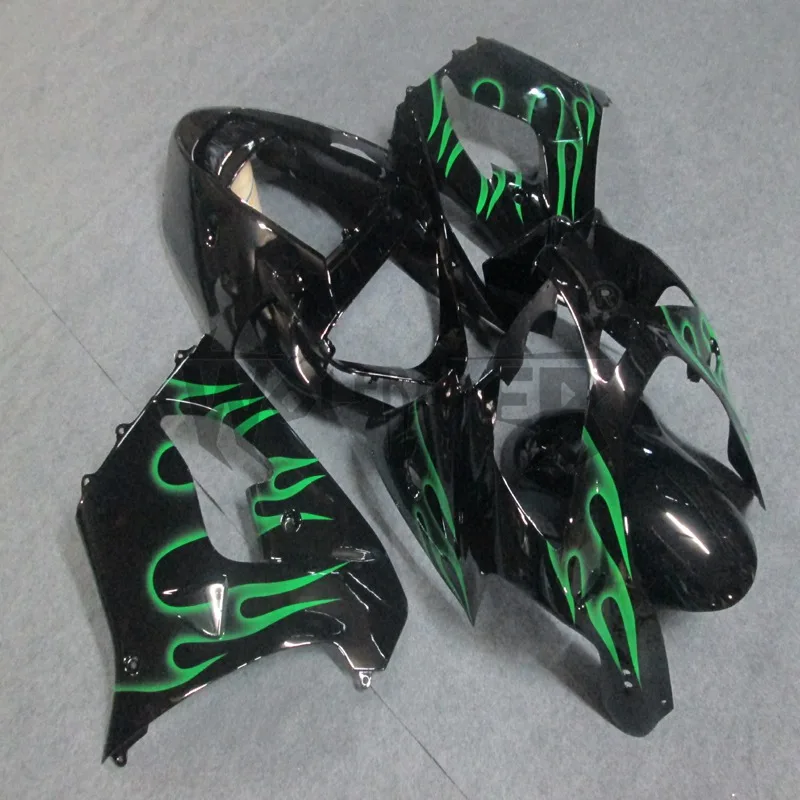 

Full fairing kits for ZX6R 98 99 green flames ZX-6R 1998-1999 bodywork kit motorcycle fairings