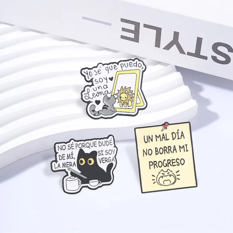 Un Mal Dia No Borra Mi Progreso Enamel Pin Yo Se Que Puedo Soy Una Leona Motivational Spanish Cat Brooch Bag Badge Jewelry Gift