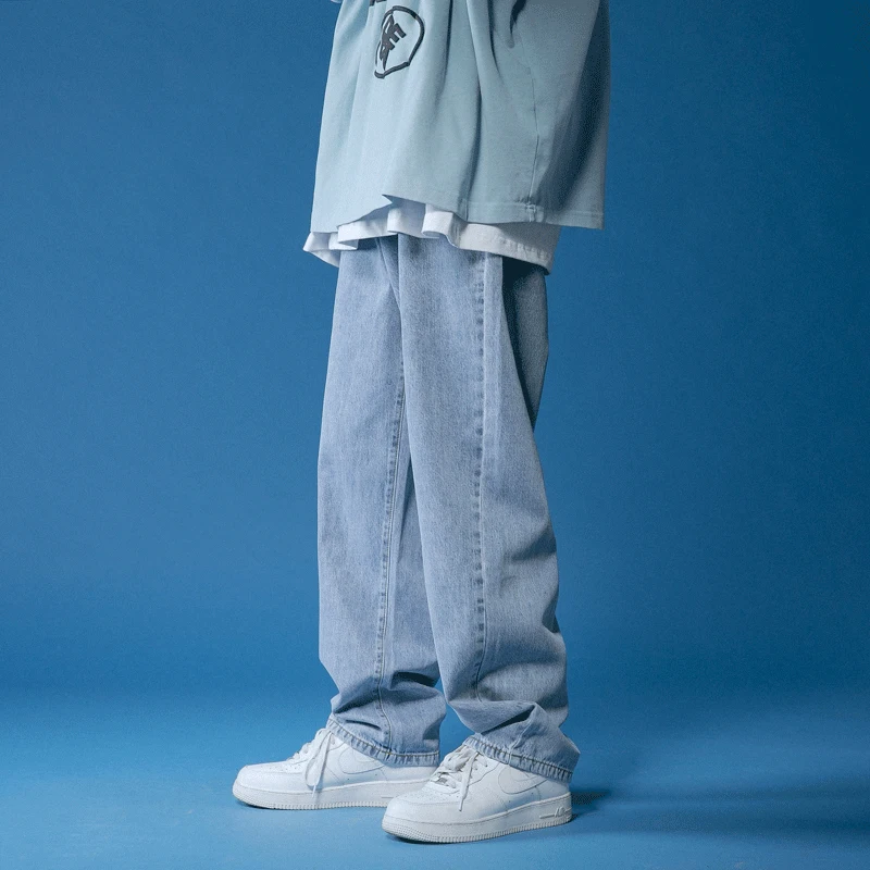 Classic Basic Jeans Daily Casual Fashion Versatile Big Denim Jeans Men's Pants Loose Fashion Men's Trendyol Street Wear Korean