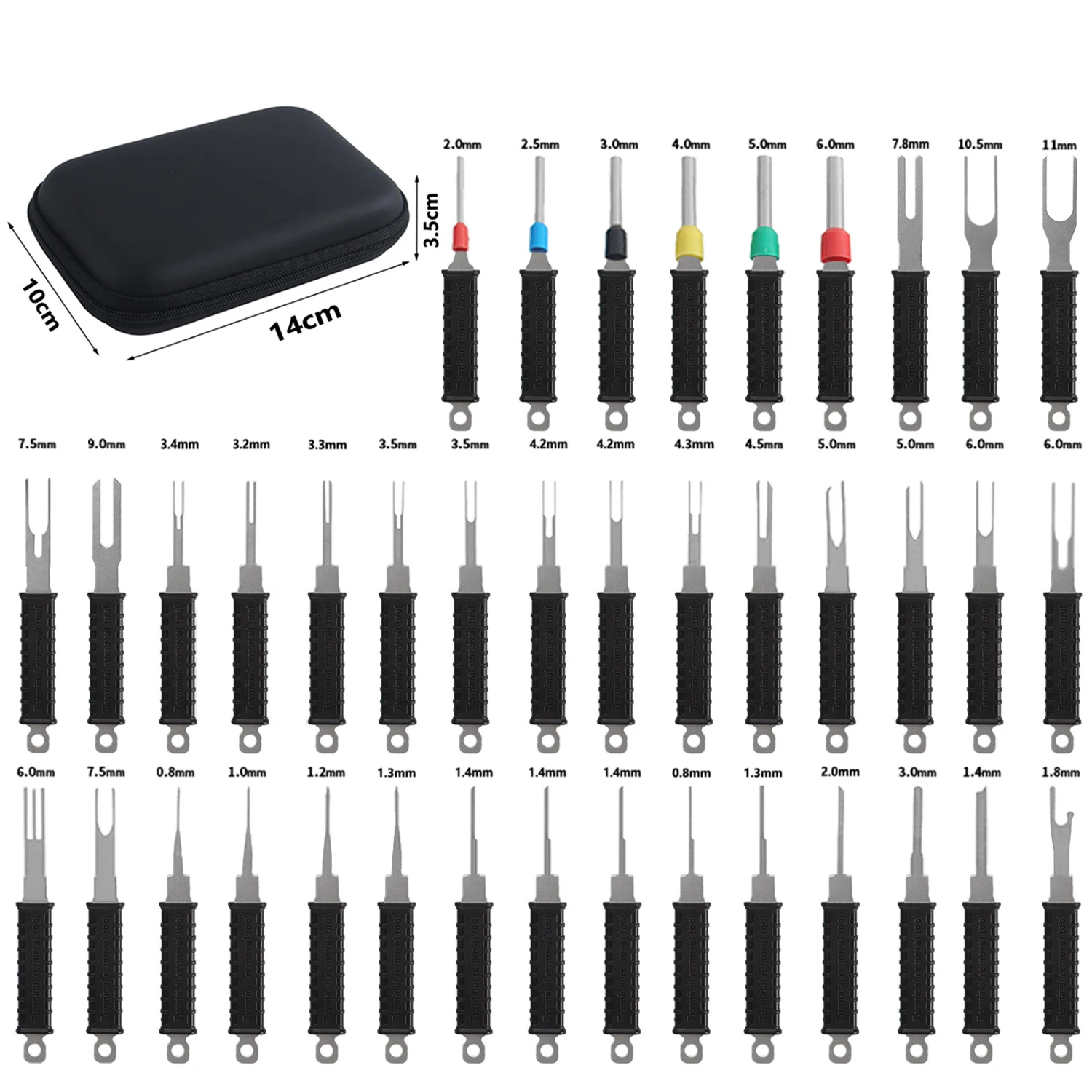 車の端子取り外しツールキット、ケース付き自動車配線ハーネスピン抽出ツールセット、修理用電気コネクタリリースツール