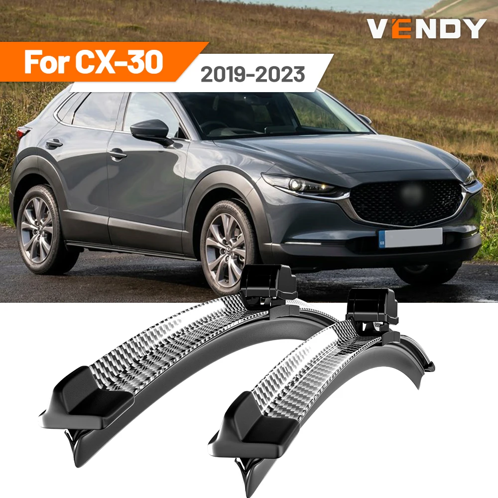 

For Mazda CX-30 CX30 CX 30 2019-2023 2020 2021 2022 2pcs Front Windshield Wiper Blades Windscreen Wipers Carbon Fibre & Black