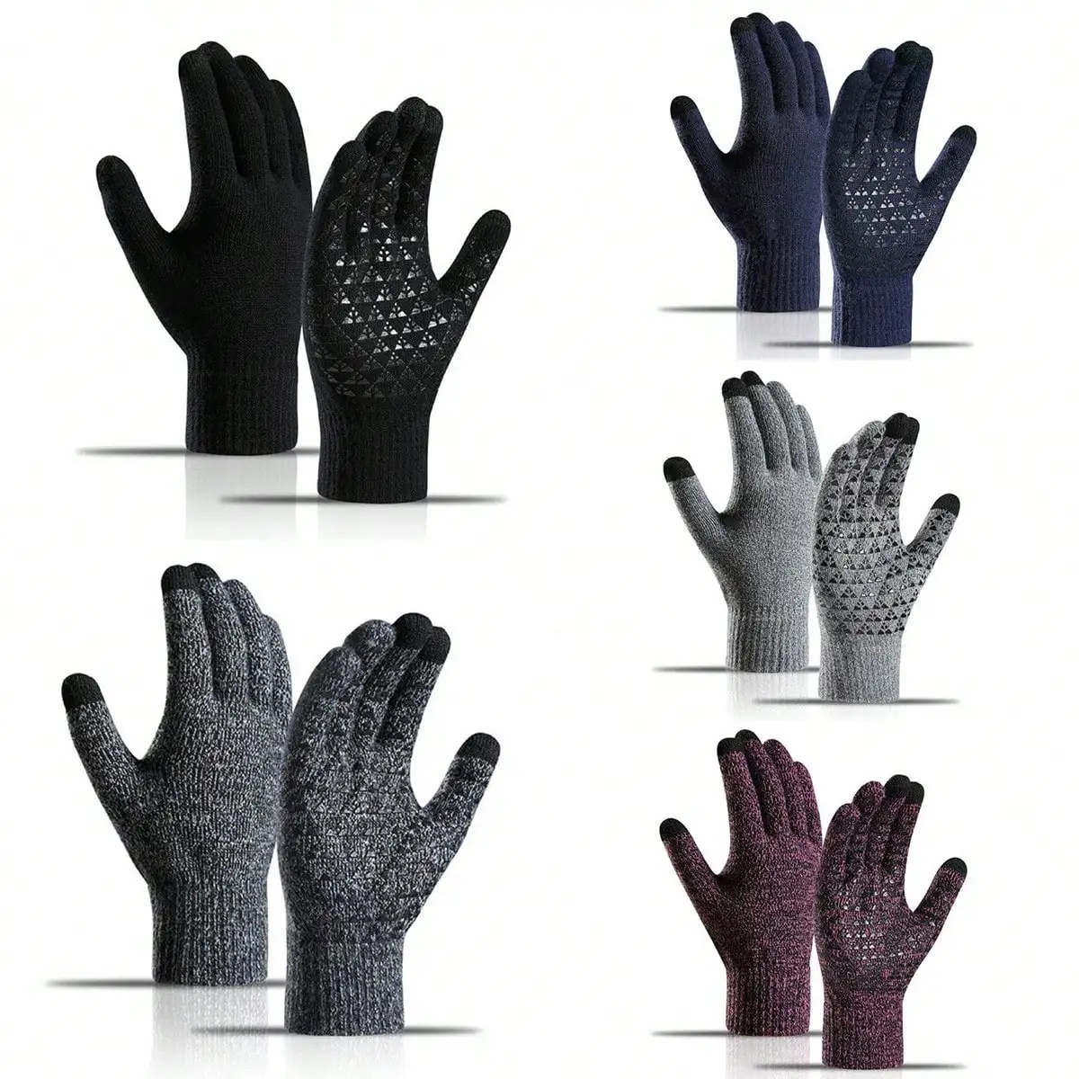 1 Paar warme Touchscreen-Handschuhe für Herren und Damen im Winter, kaltes Wetter, thermisches weiches Strickfutter, rutschfester Handschuh zum Laufen, Fahren, Cy