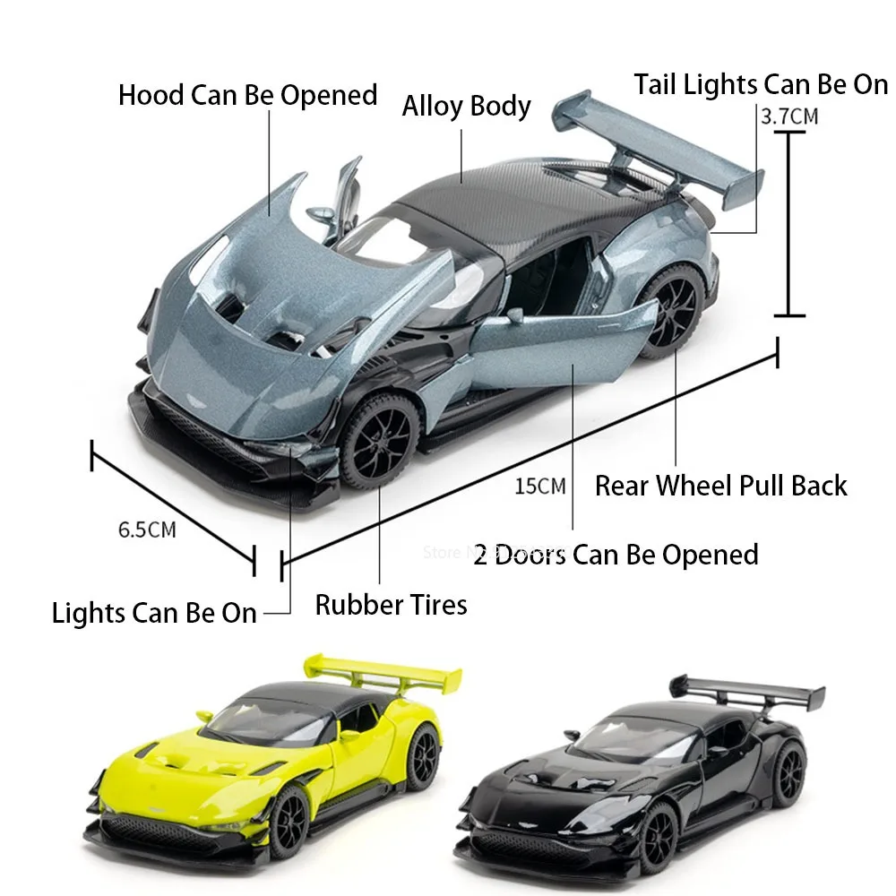 1:32 Scale Vulcan Valkyrie Toy Car Model Metal Diecast Miniature Vehicle Models Pull Back Sound Light Toys for Kids Holiday Gift