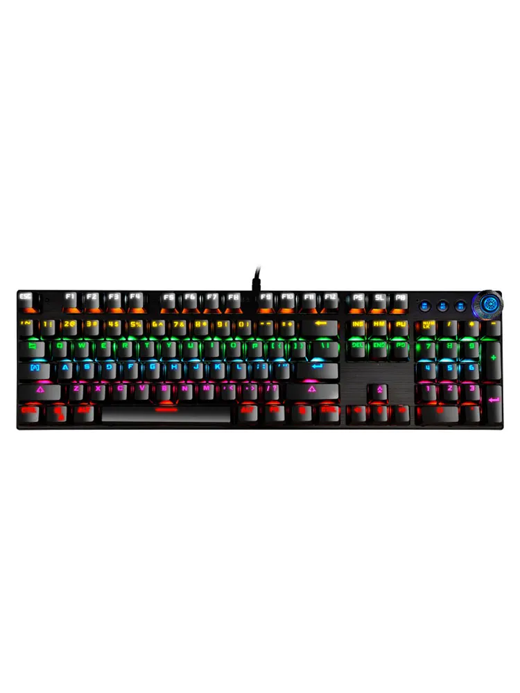 104 Round Keys Computer RGB Light USB Wired Gaming Punk Mechanical Keyboard