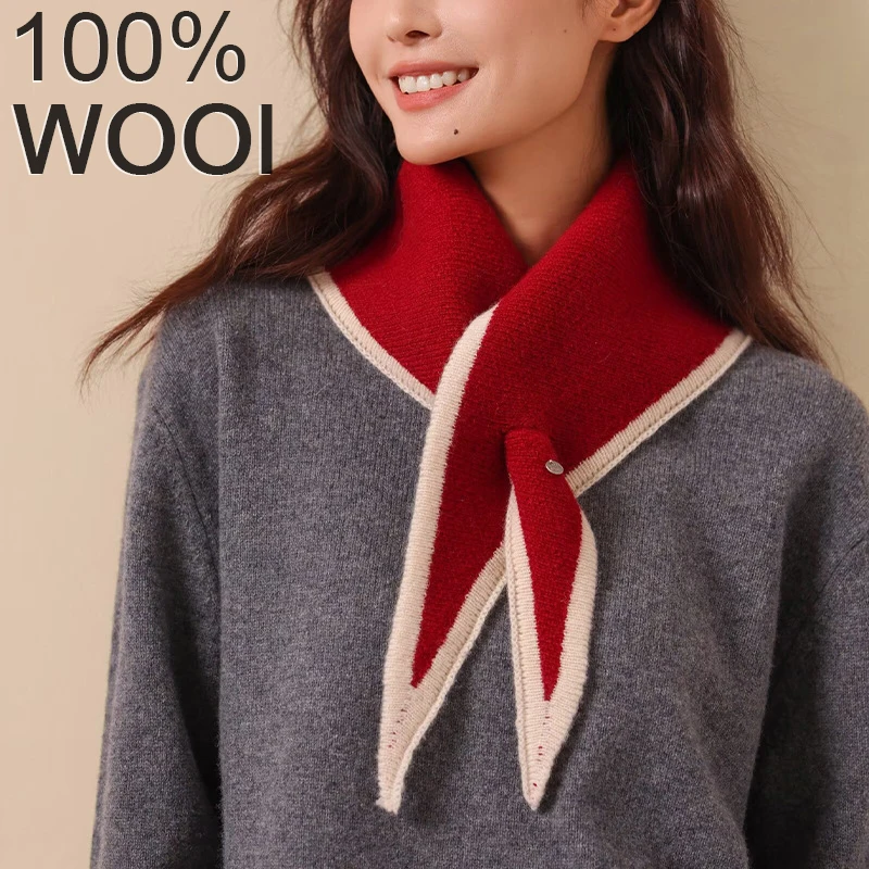 British Korean Triangle Scarf Niche Wool Triangular Scarf Women Headscarf Knitted Scarf Multi-Functional Warm Knitted Scarf
