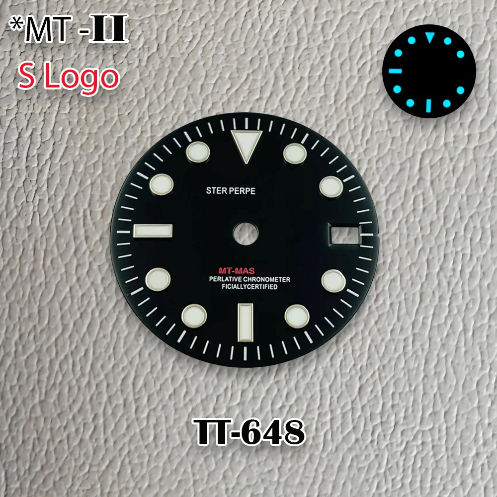 جديد 28.5 مللي متر S شعار NH34 GMT الطلب الأسود الهاتفي الأخضر الخط الهاتفي صالح NH34 حركة الجليد الأزرق مضيئة ساعة تعديل الملحقات