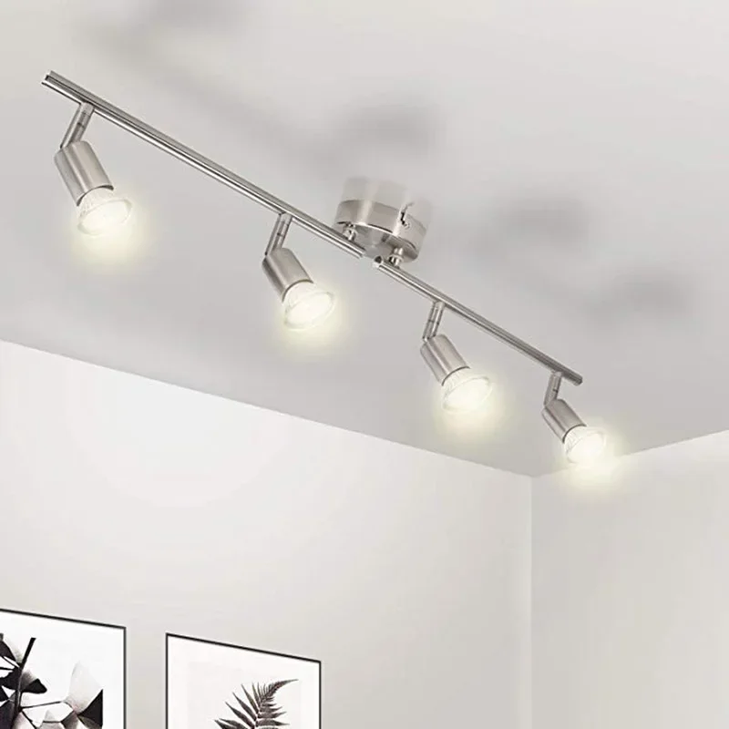 Plafonnier Rotatif à 1/2/3/4 Têtes Réglables, Luminaire Décoratif de Plafond, Idéal pour un Salon, une Chambre à Coucher ou une Cuisine