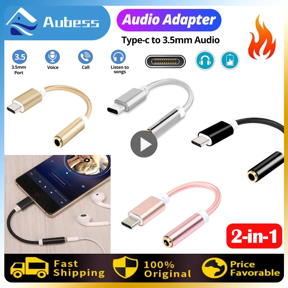 USB Type C To 3.5mm Jack Audio Cable Headphone Aux Adapter For Huawei Redmi Samsung Galaxy S22 Ultra S21 S20 Note 20 10 Plus