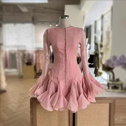 Luxury New Fashion Patchwork Ruffles Solid Slimming Dress For Women O Neck Flare Sleeve High Waist Party Casual Female Dresses