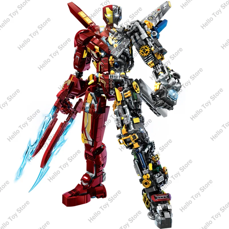 2024 Marvel Avengers Superheroes Iron Man Building Blocks Mark 50 Armored Half Mech Model Action Figure Brick Boys Toy Gift Sets