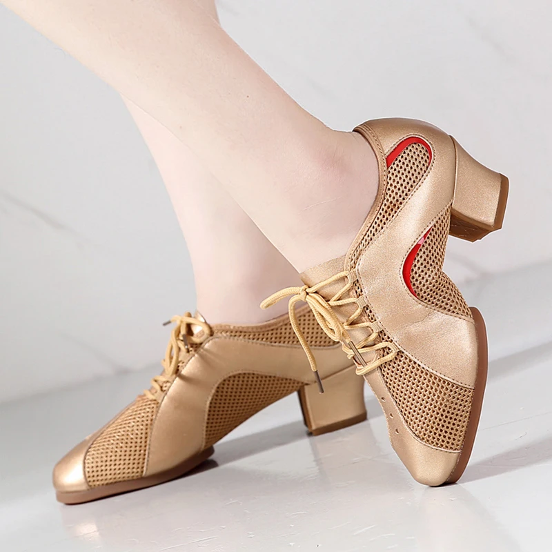 

Женская обувь для бальных танцев из натуральной кожи, танцевальная обувь для социальных начинающих, женские золотые танцевальные кроссовки на открытом воздухе