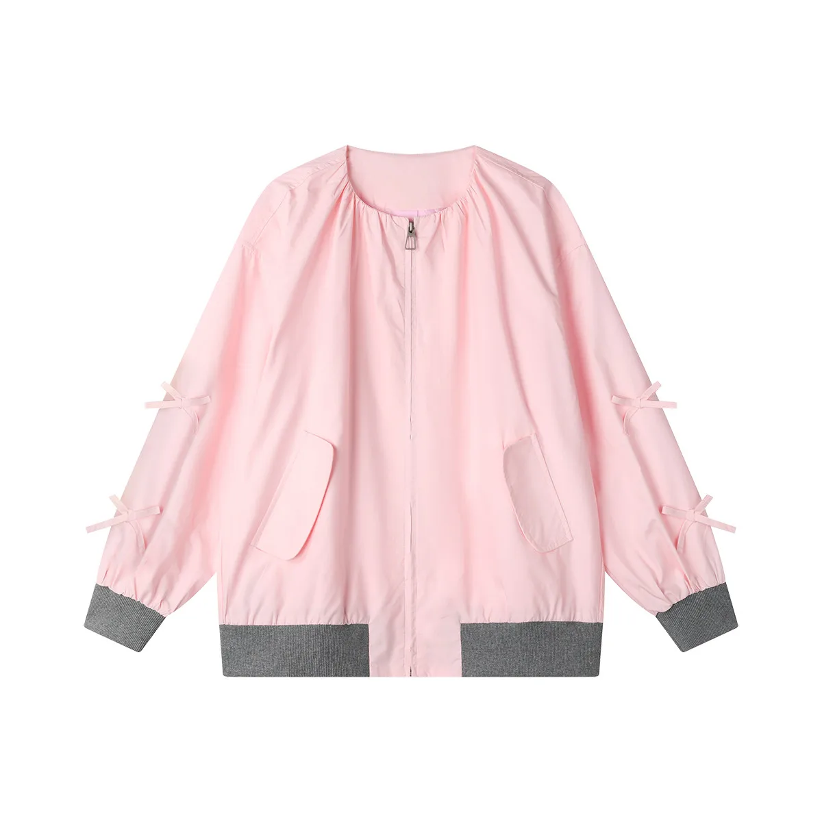 

2025 женская милая куртка с 3D бантом, осеннее модное пальто в ленивом академическом стиле, повседневный пиджак большого размера, плащ, верхняя одежда