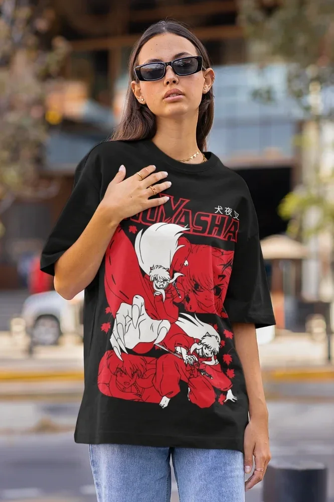 Inuyasha T-shirt Red Moon Inu Yasha Sesshomaru Funny Anime Gift Shirt All Size Shirts for Women Graphic TShirts Oversized TShirt