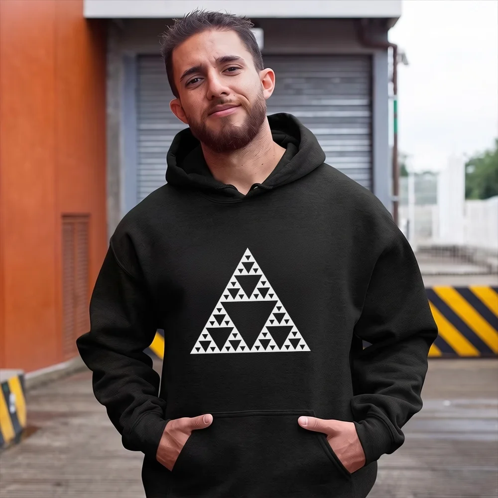 Sierpinski Triangle Mathematics Fractal Math Geometry Sacred Geometry Magic Mandala symbol Fleece Lined Hoodie Unisex Hooded