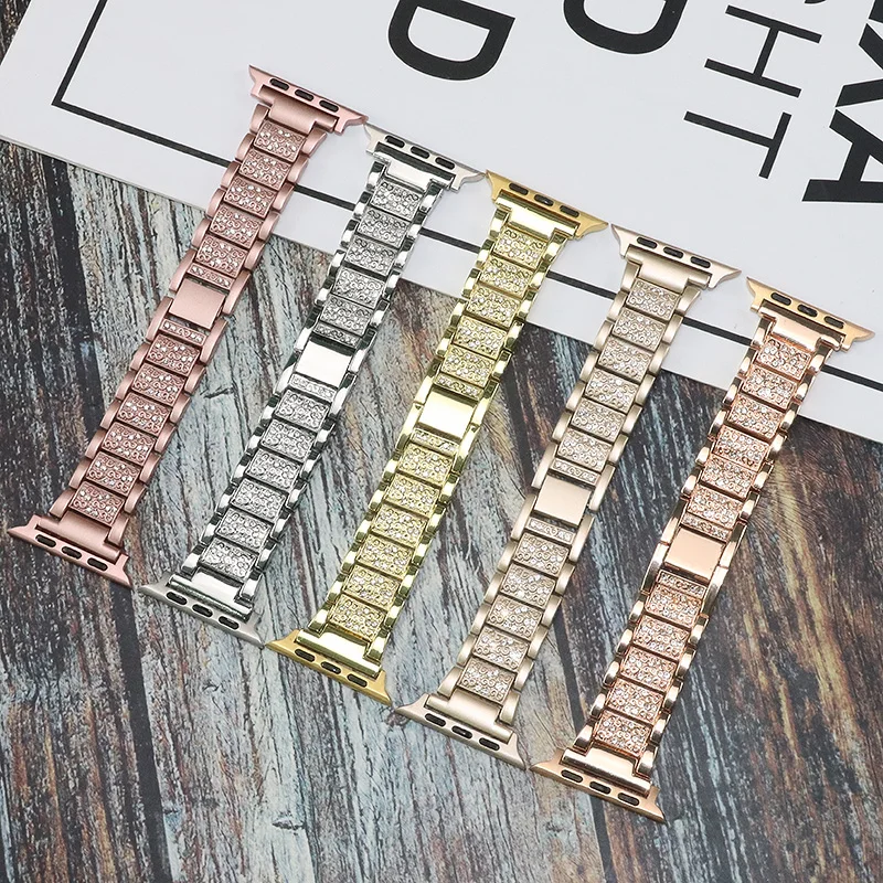 Diamond Case+With Strap For Apple Watch Ultra 2 49mm Band 45mm 41mm 42mm 38mm Stainless Steel Bracelet iWatch SE 6 7 8 9 40 44mm