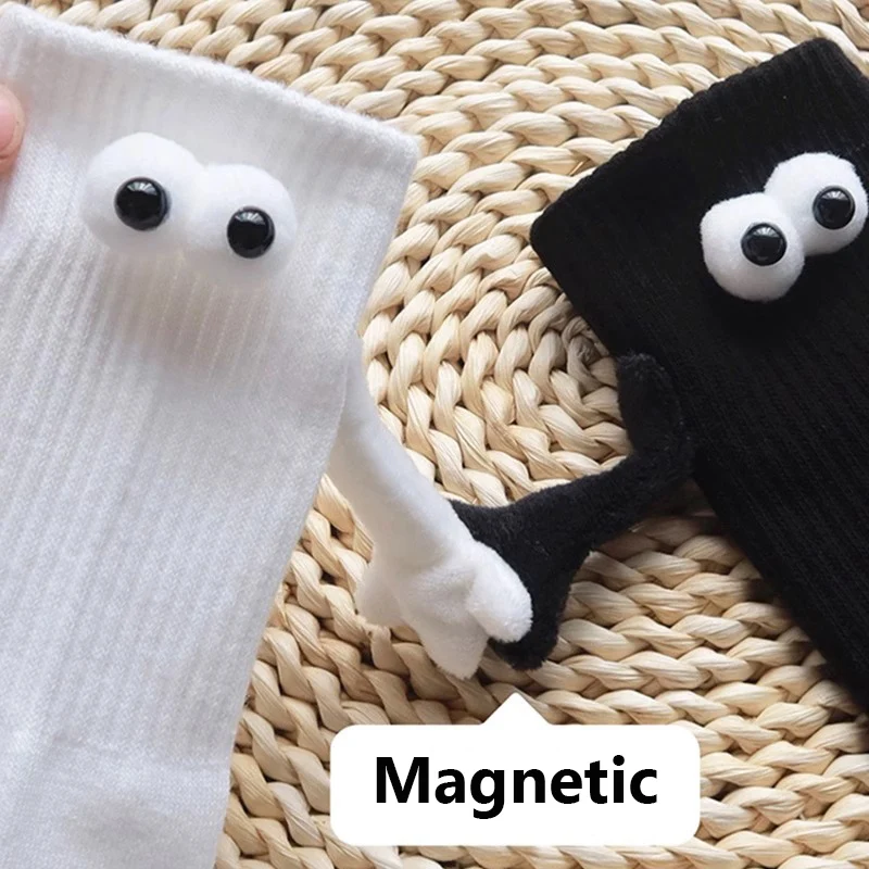 Epligg Mid Tube Socks With Magnet Creative Magnetic Suction Socks Cotton Toe Socks 3d Hand In Hand Club Couple Socks