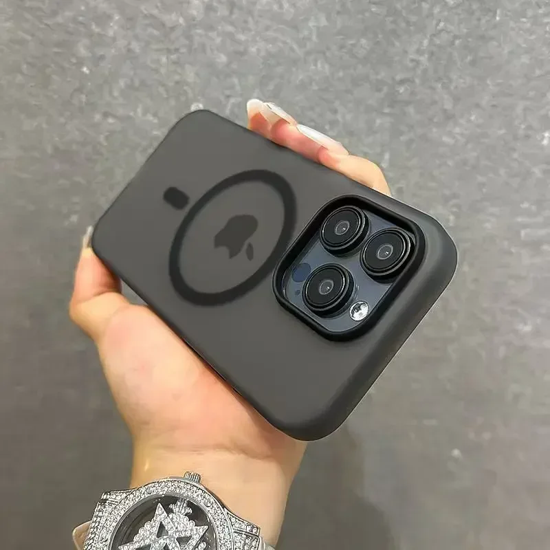 حافظة فاخرة كاندي مغناطيسية لاسلكية لهاتف Magsafe لهاتف آيفون 16E 15 14 13 12 11 Pro Max Plus غطاء ممتص للصدمات غير لامع